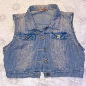 cropped denim vest